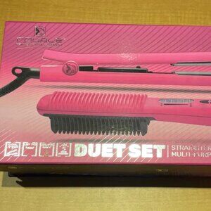 ROYALE DUET SET-STRAGIHTENER 1.25"+MULTI PURPOSE HAIR BRUSH-PURE CERAMIC PLATES